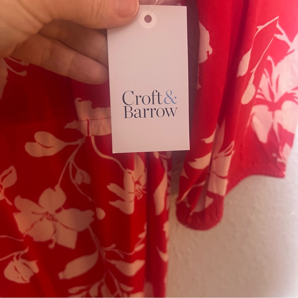 Croft & Barrow Red Floral Long Sleeve Dress - Picture 4 of 5